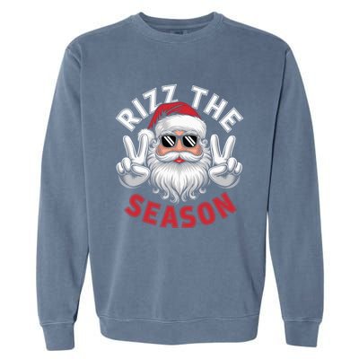 Funny Christmas Riz Zmas Santa Xmas Rizz The Season Bruh Garment-Dyed Sweatshirt