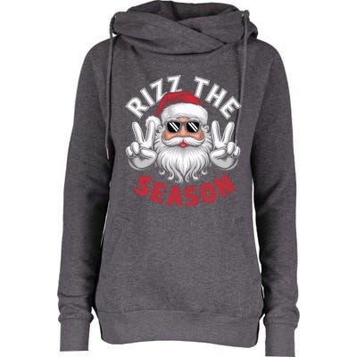 Funny Christmas Riz Zmas Santa Xmas Rizz The Season Bruh Womens Funnel Neck Pullover Hood