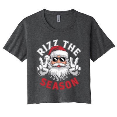 Funny Christmas Riz Zmas Santa Xmas Rizz The Season Bruh Women's Crop Top Tee