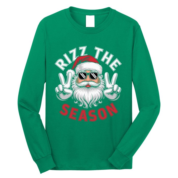 Funny Christmas Riz Zmas Santa Xmas Rizz The Season Bruh Long Sleeve Shirt