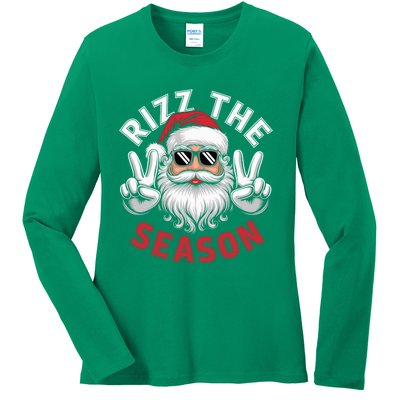 Funny Christmas Riz Zmas Santa Xmas Rizz The Season Bruh Ladies Long Sleeve Shirt