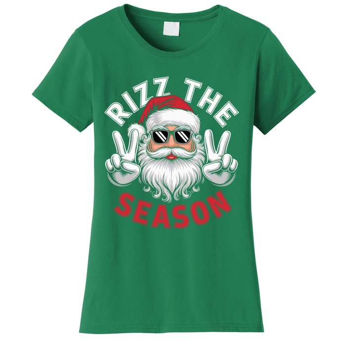 Funny Christmas Riz Zmas Santa Xmas Rizz The Season Bruh Women's T-Shirt