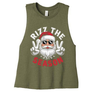 Funny Christmas Riz Zmas Santa Xmas Rizz The Season Bruh Women's Racerback Cropped Tank