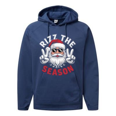 Funny Christmas Riz Zmas Santa Xmas Rizz The Season Bruh Performance Fleece Hoodie