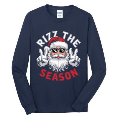 Funny Christmas Riz Zmas Santa Xmas Rizz The Season Bruh Tall Long Sleeve T-Shirt