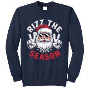 Funny Christmas Riz Zmas Santa Xmas Rizz The Season Bruh Tall Sweatshirt