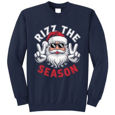 Funny Christmas Riz Zmas Santa Xmas Rizz The Season Bruh Tall Sweatshirt