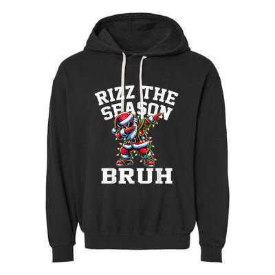 Funny Christmas Riz Zmas Santa Xmas Rizz The Season Bruh Garment-Dyed Fleece Hoodie