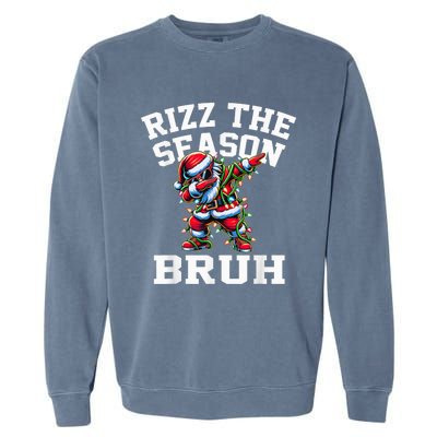 Funny Christmas Riz Zmas Santa Xmas Rizz The Season Bruh Garment-Dyed Sweatshirt