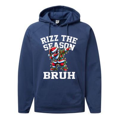 Funny Christmas Riz Zmas Santa Xmas Rizz The Season Bruh Performance Fleece Hoodie