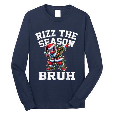 Funny Christmas Riz Zmas Santa Xmas Rizz The Season Bruh Long Sleeve Shirt