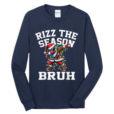 Funny Christmas Riz Zmas Santa Xmas Rizz The Season Bruh Tall Long Sleeve T-Shirt