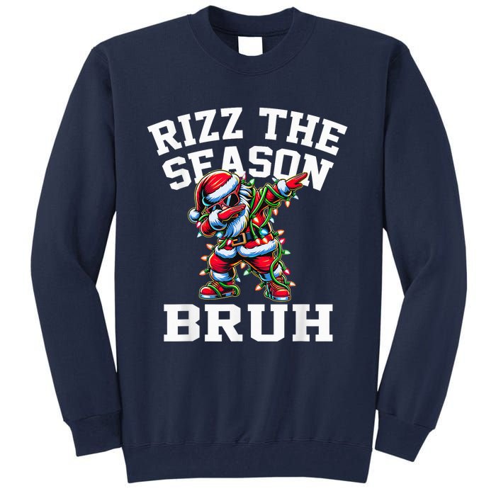 Funny Christmas Riz Zmas Santa Xmas Rizz The Season Bruh Tall Sweatshirt