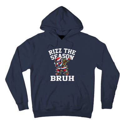 Funny Christmas Riz Zmas Santa Xmas Rizz The Season Bruh Tall Hoodie