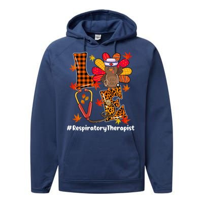 Funny Cute Respiratory Therapist Nurse Love Turkey Stethoscope Gift Performance Fleece Hoodie