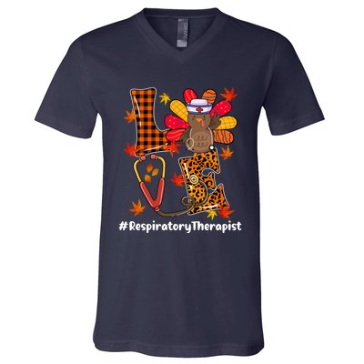 Funny Cute Respiratory Therapist Nurse Love Turkey Stethoscope Gift V-Neck T-Shirt