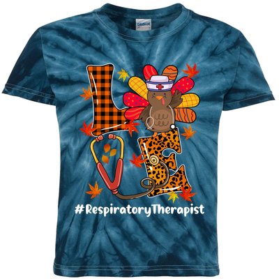 Funny Cute Respiratory Therapist Nurse Love Turkey Stethoscope Gift Kids Tie-Dye T-Shirt