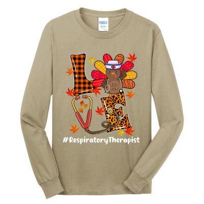 Funny Cute Respiratory Therapist Nurse Love Turkey Stethoscope Gift Tall Long Sleeve T-Shirt