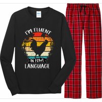 Funny Chicken Retro I’M Fluent In Fowl Language Long Sleeve Pajama Set