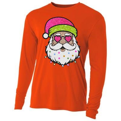 Funny Cool Retro Groovy Santa Claus Cooling Performance Long Sleeve Crew