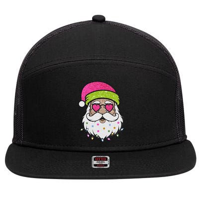 Funny Cool Retro Groovy Santa Claus 7 Panel Mesh Trucker Snapback Hat