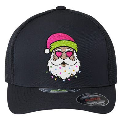 Funny Cool Retro Groovy Santa Claus Flexfit Unipanel Trucker Cap