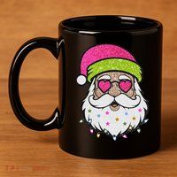 Funny Cool Retro Groovy Santa Claus 11oz C Handle Ceramic Mug