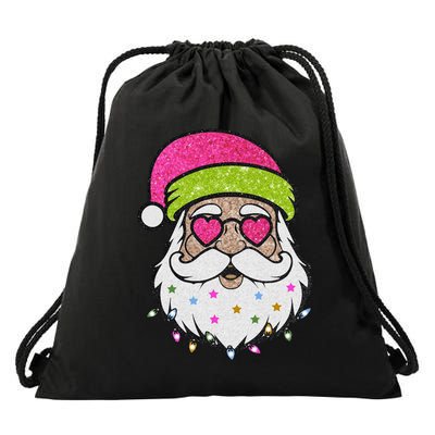 Funny Cool Retro Groovy Santa Claus Drawstring Bag