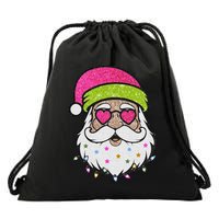 Funny Cool Retro Groovy Santa Claus Drawstring Bag