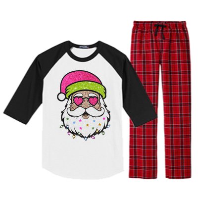 Funny Cool Retro Groovy Santa Claus Raglan Sleeve Pajama Set