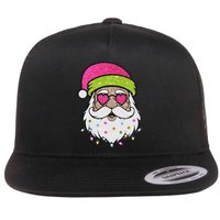 Funny Cool Retro Groovy Santa Claus Flat Bill Trucker Hat