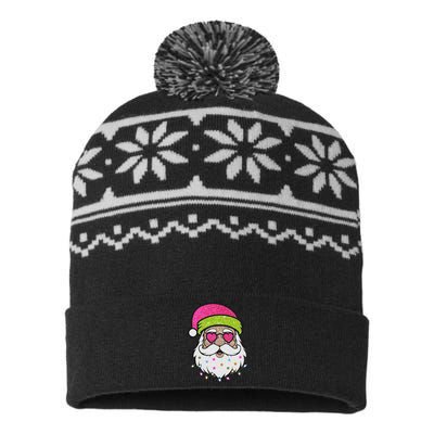 Funny Cool Retro Groovy Santa Claus USA-Made Snowflake Beanie