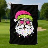 Funny Cool Retro Groovy Santa Claus Golf Towel