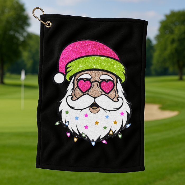 Funny Cool Retro Groovy Santa Claus Golf Towel