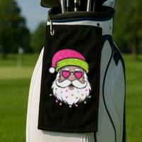 Funny Cool Retro Groovy Santa Claus Golf Towel