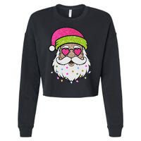 Funny Cool Retro Groovy Santa Claus Cropped Pullover Crew