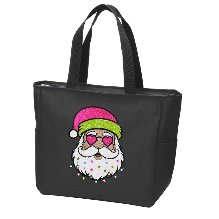 Funny Cool Retro Groovy Santa Claus Zip Tote Bag