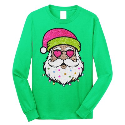 Funny Cool Retro Groovy Santa Claus Long Sleeve Shirt