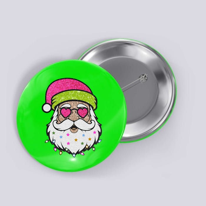 Funny Cool Retro Groovy Santa Claus Button