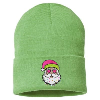 Funny Cool Retro Groovy Santa Claus Sustainable Knit Beanie