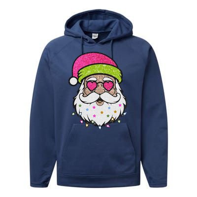 Funny Cool Retro Groovy Santa Claus Performance Fleece Hoodie