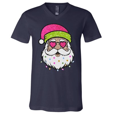 Funny Cool Retro Groovy Santa Claus V-Neck T-Shirt