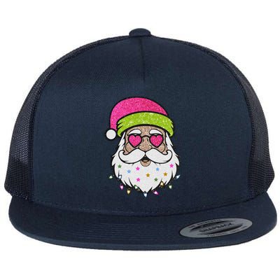 Funny Cool Retro Groovy Santa Claus Flat Bill Trucker Hat