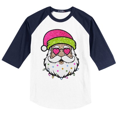 Funny Cool Retro Groovy Santa Claus Baseball Sleeve Shirt