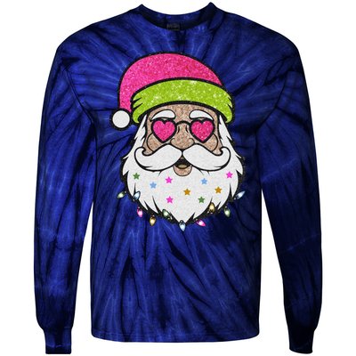 Funny Cool Retro Groovy Santa Claus Tie-Dye Long Sleeve Shirt