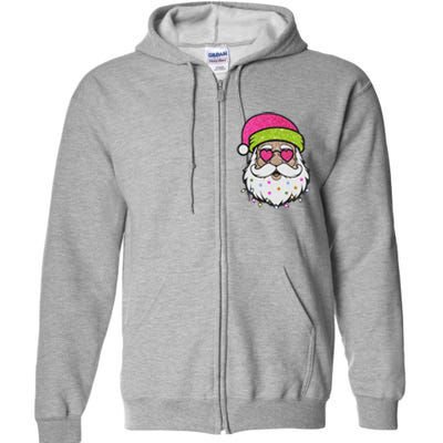 Funny Cool Retro Groovy Santa Claus Full Zip Hoodie