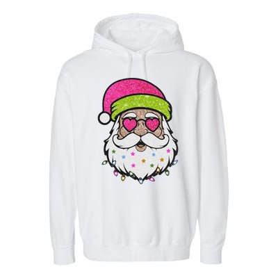 Funny Cool Retro Groovy Santa Claus Garment-Dyed Fleece Hoodie