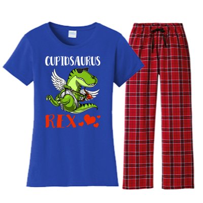 Funny Cupidsaurus Rex Cupid T Rex Dinosaur Valentine's Day Meaningful Gift Women's Flannel Pajama Set