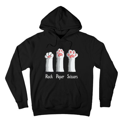 Funny Cat Rock Paper Scissors Hand Game Cute Paw Kitten Hoodie