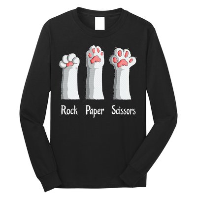 Funny Cat Rock Paper Scissors Hand Game Cute Paw Kitten Long Sleeve Shirt